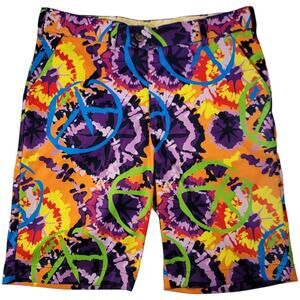 Loudmouth Golf Shorts Mens 32 Colorful Geometric Print Performance Retro Tie Dye